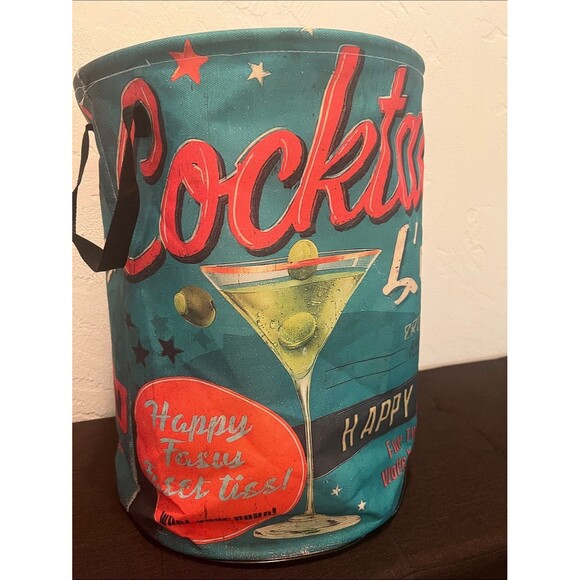 julie's closet Other - #2164**”12x18” Cocktails Laundry Basket Party Bin - Teal & Red